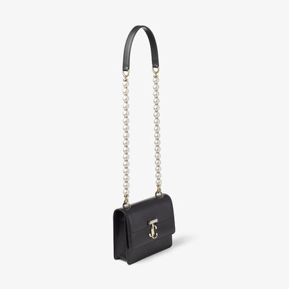 JIMMY CHOO Black Box Leather Top Handle Bag with Pearls