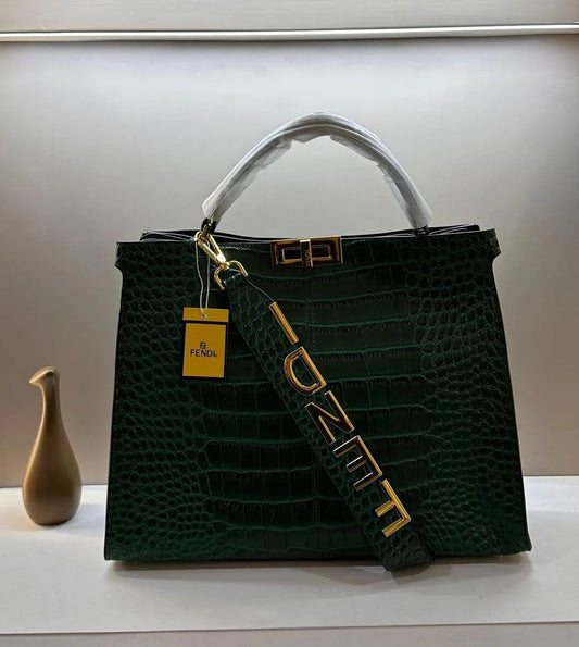 Fendi Peekaboo Mini Green crocodile leather handbag