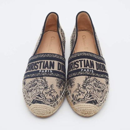 Dior - Granville Espadrille Deep Blue Toile de Jouy Reverse Embroidered Cotton - Size 34 - Women