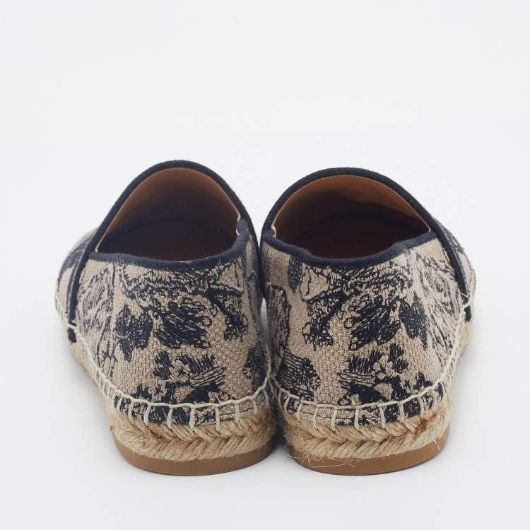 Dior - Granville Espadrille Deep Blue Toile de Jouy Reverse Embroidered Cotton - Size 34 - Women