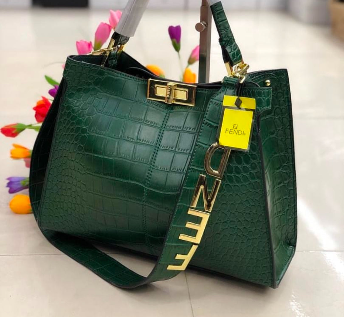 Fendi Peekaboo Mini Green crocodile leather handbag